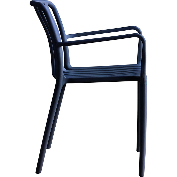 B GRADE Bistro Dining Chair with Armrests Slatted Seat and Backrest Polypropylene Indoors & Outdoors 520x450x800mm Black |  P195BLACK B GRADE Makfry