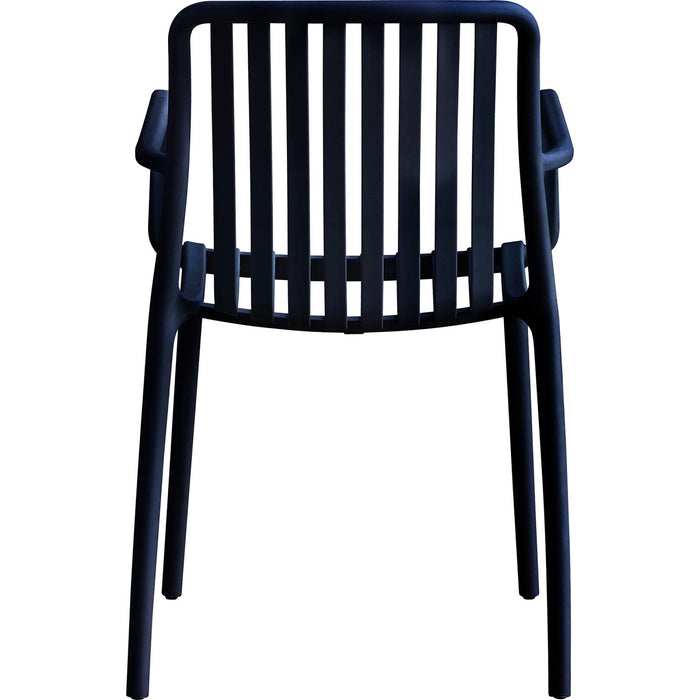 B GRADE Bistro Dining Chair with Armrests Slatted Seat and Backrest Polypropylene Indoors & Outdoors 520x450x800mm Black |  P195BLACK B GRADE Makfry