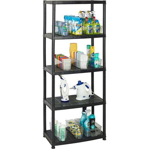 Professional Plastic Shelving Unit 5 tier Black 600x300x1735mm |  P5T Makfry