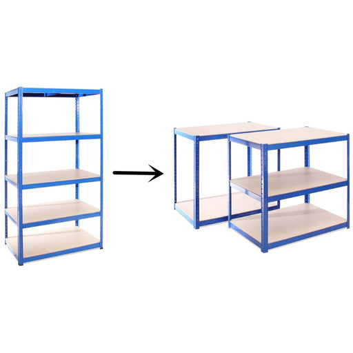 Industrial Shelving Unit Medium duty 900x300x1800mm 5 shelves 175 kg/shelf Powder coated steel |  P9030 Makfry