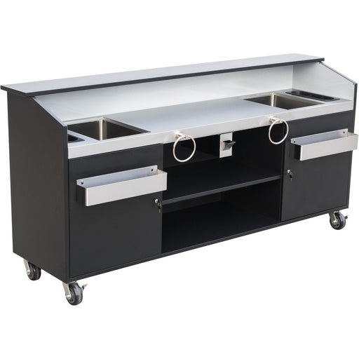 Commercial Portable Bar Stainless Steel &Amp; Black 2400x600x1200mm | Pb2495 Ss Makfry