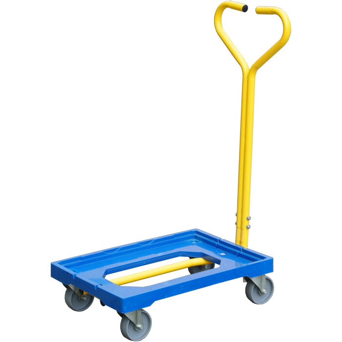 Plastic Dolly Trolley with Swivel Castors & Removable Handle for Small Crates 610x410mm Max Size |  PCD6040C Makfry