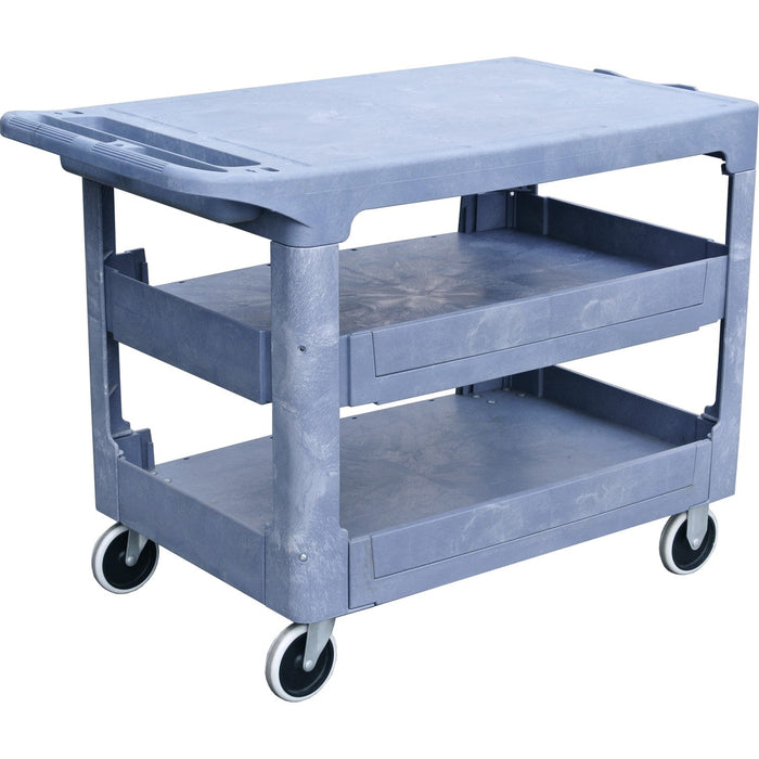 Professional Heavy Duty 3-Tier Plastic Utility Trolley with Flat Top & 227kg Capacity 920x640mm |  PFC92643A Makfry