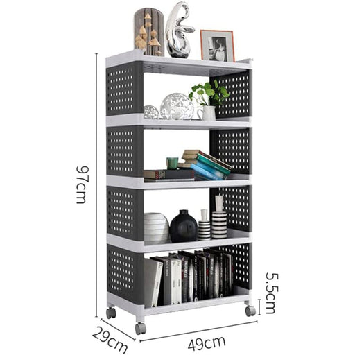 Mobile Plastic Shelving Unit 5 tier Black & Grey  490x290x970mm |  PP5 Makfry