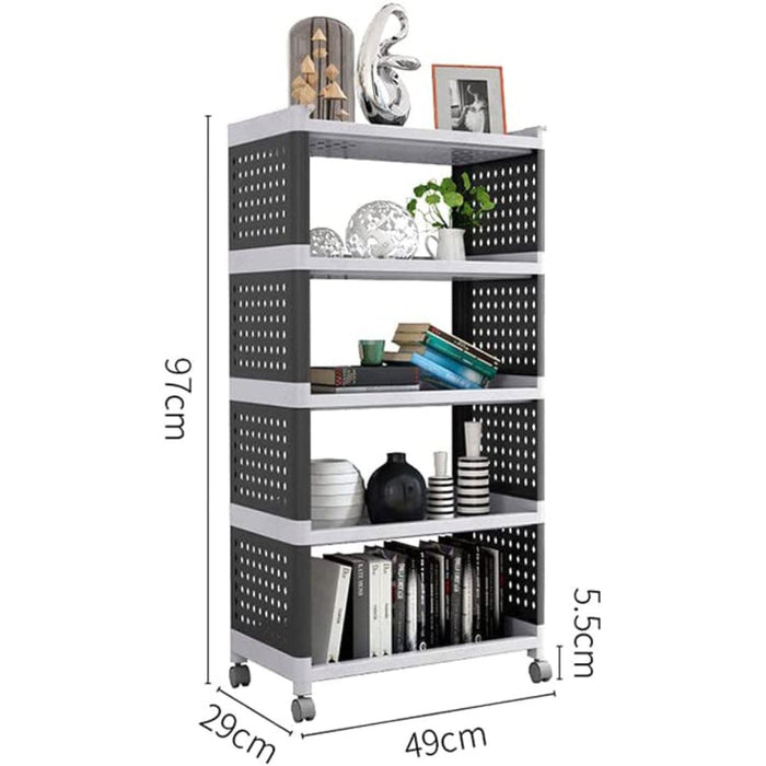 Mobile Plastic Shelving Unit 5 tier Black & Grey  490x290x970mm |  PP5 Makfry