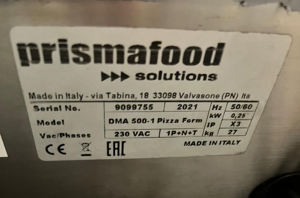 Commercial Prismafood Rolling Machine DMA 500/1-Refurbished Canmac Refurbished