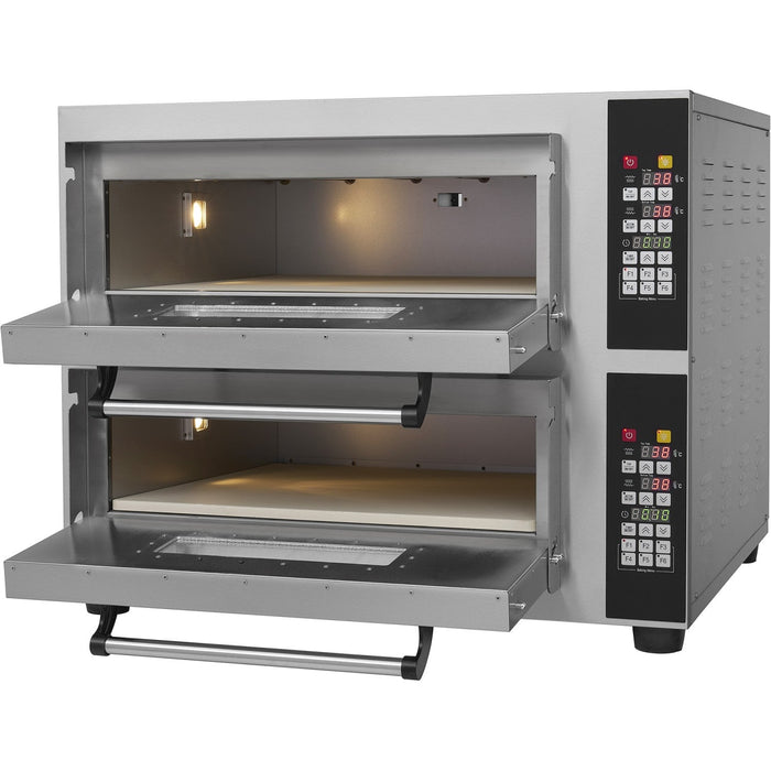 B Grade Commercial Pizza Oven Electric 2 Chambers 400x400mm 450°C Digital Controls 5.2k W 230 V | Ps442 Be B Grade Makfry