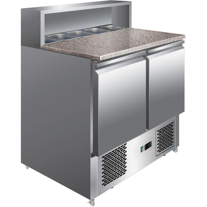 B GRADE Pizza Prep Table 2 doors Stainless steel Pizza top 5xGN1/6 Depth 700mm |  PS900 B GRADE