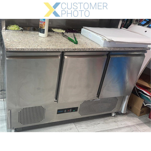 Pizza Prep Table 3 Doors Stainless Steel Pizza Top 8x Gn1/6 Depth 700mm | Thps903 Makfry