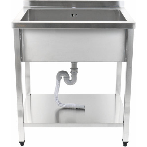 Commercial Pot Wash Sink Stainless Steel 1 Bowl Splashback Bottom Shelf 1000x700x900mm Square Legs | Psa10070 U Makfry