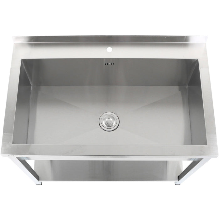 B GRADE Commercial Pot Wash Sink Stainless steel 1 bowl Splashback Bottom shelf 1200x700x900mm Square legs |  PSA12070U B GRADE