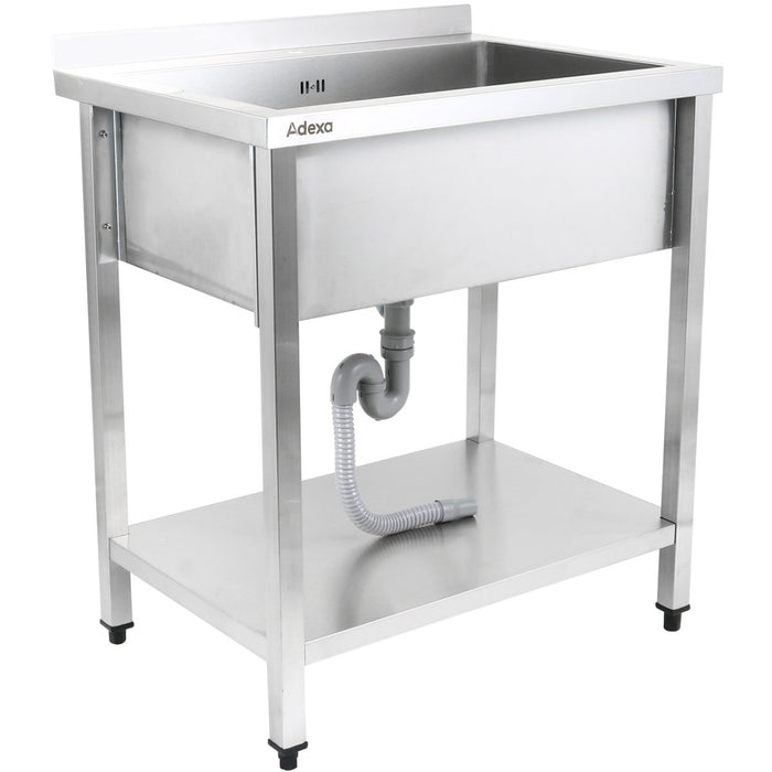 Commercial Pot Wash Sink Stainless steel 1 bowl Splashback Bottom shelf 1200x600x900mm Square legs |  PSA12060U