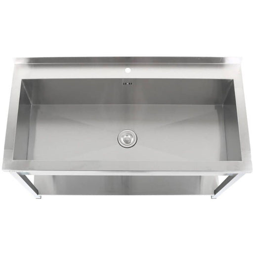 Commercial Pot Wash Sink Stainless Steel 1 Bowl Splashback Bottom Shelf 1400x600x900mm Square Legs | Psa14060 U Makfry