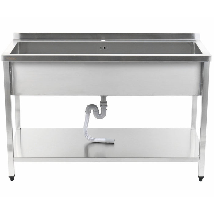 Commercial Pot Wash Sink Stainless steel 1 bowl Splashback Bottom shelf 1400x700x900mm Square legs |  PSA14070U