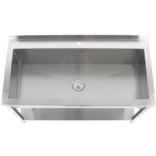 Commercial Pot Wash Sink Stainless Steel 1 Bowl Splashback Bottom Shelf 1600x600x900mm Square Legs | Psa16060 U Makfry