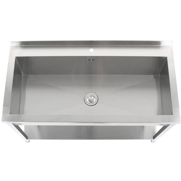 Commercial Pot Wash Sink Stainless Steel 1 Bowl Splashback Bottom Shelf 1600x600x900mm Square Legs | Psa16060 U Makfry