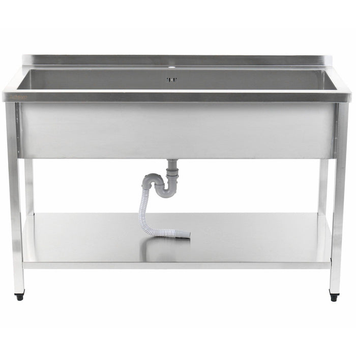 Commercial Pot Wash Sink Stainless Steel 1 Bowl Splashback Bottom Shelf 1600x600x900mm Square Legs | Psa16060 U Makfry