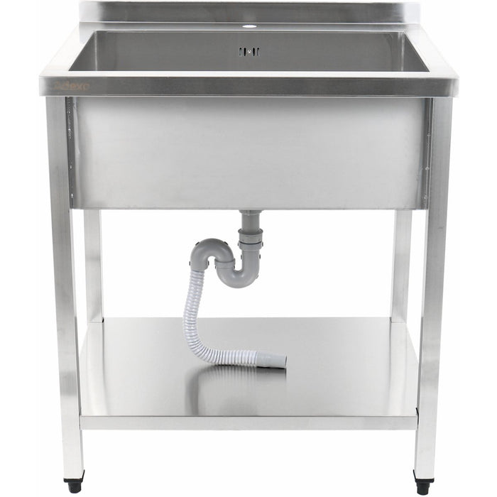 Commercial Pot Wash Sink Stainless steel 1 bowl Splashback Bottom shelf 800x700x900mm Square legs |  PSA8070U