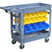 Professional 2-Tier Utility Trolley with Storage Bin Rack & 32 Plastic Bins 227kg Capacity 790x430mm |  PSB7943232A Makfry