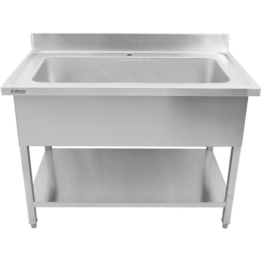 Commercial Pot Wash Sink Stainless Steel 1 Bowl Splashback 1500mm Depth 700mm Square Legs | Psd15070 Makfry