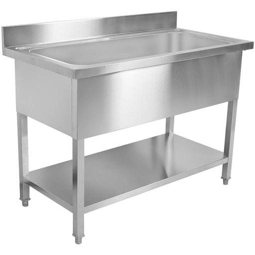 Commercial Pot Wash Sink Stainless Steel 1 Bowl Splashback 1500mm Depth 700mm Square Legs | Psd15070 Makfry