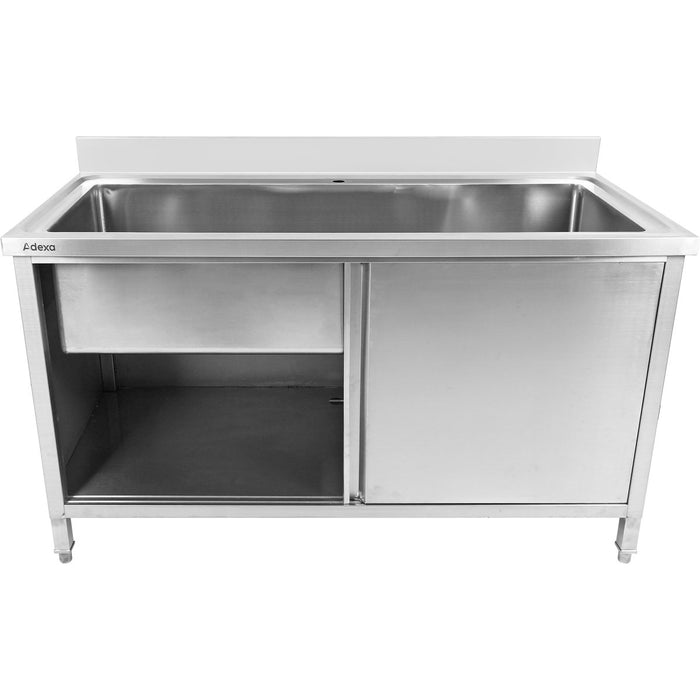 B GRADE Commercial Pot Wash Sink Stainless steel 1 bowl Splashback 2 Doors 1500mm Depth 700mm |  PSD150702D B GRADE