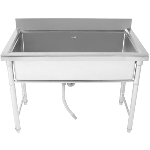 Commercial Hand And Pot Wash Sink Stainless Steel 1 Bowl Splashback 1500x500x800mm Round Legs | Psr15050 Makfry