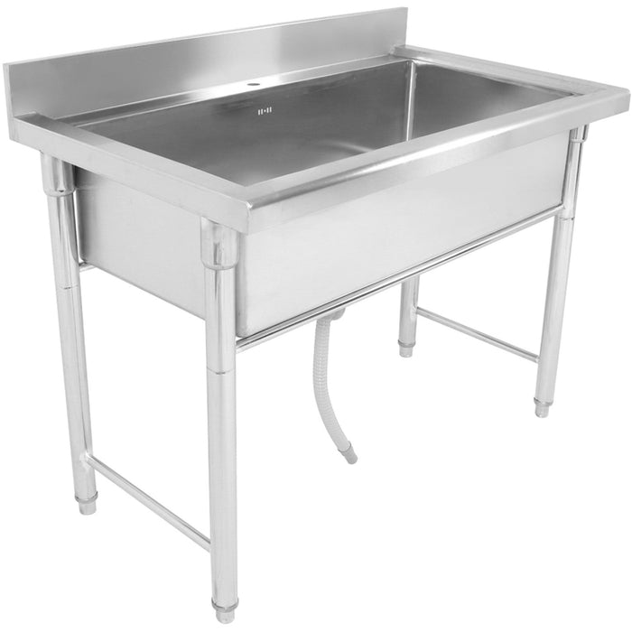 Commercial Stainless Steel Pot Wash Sink with Single Bowl and Splashback 1200x700x850mm |  QNH616 Makfry