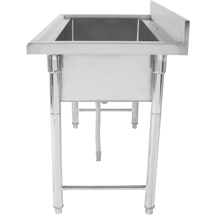 Commercial Stainless Steel Pot Wash Sink with Single Bowl and Splashback 1200x600x850mm |  QNH608 Makfry