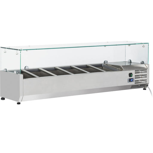 B Grade Refrigerated Servery Prep Top 1400mm 6x Gn1/3 Depth 380mm Glass Top | Gt514 B Grade Makfry