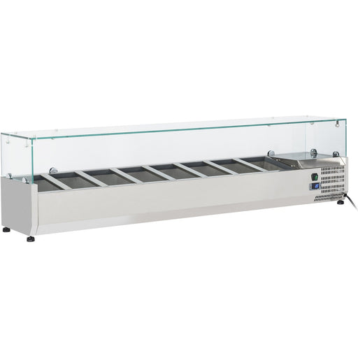 Refrigerated Servery Prep Top 1800mm 8x Gn1/3 Depth 380mm Glass Top | Vrx1800/380 Makfry
