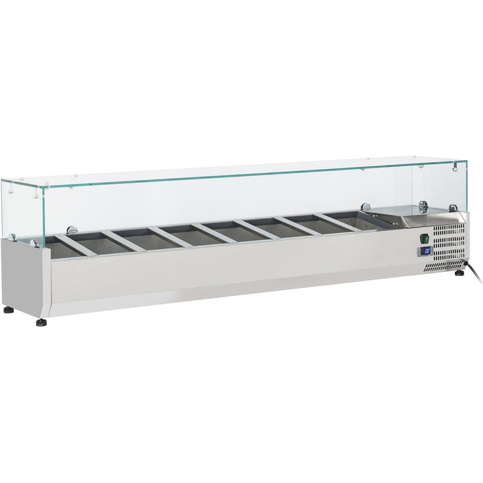 Refrigerated Servery Prep Top 1800mm 8x Gn1/3 Depth 380mm Glass Top | Vrx1800/380 Makfry