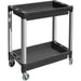 Professional Heavy Duty 2-Tier Plastic Utility Trolley with Raised Edge Trays & Steel Legs 136kg Capacity 760x410mm |  PUC76412 Makfry