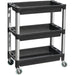 Professional Heavy Duty 3-Tier Plastic Utility Trolley with Raised Edge Trays & Steel Legs 136kg Capacity 760x410mm |  PUC76413 Makfry