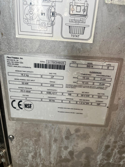 Pitco Twin Basket Single Tank Gas Fryer SG14S-Refurbished Canmac Refurbished