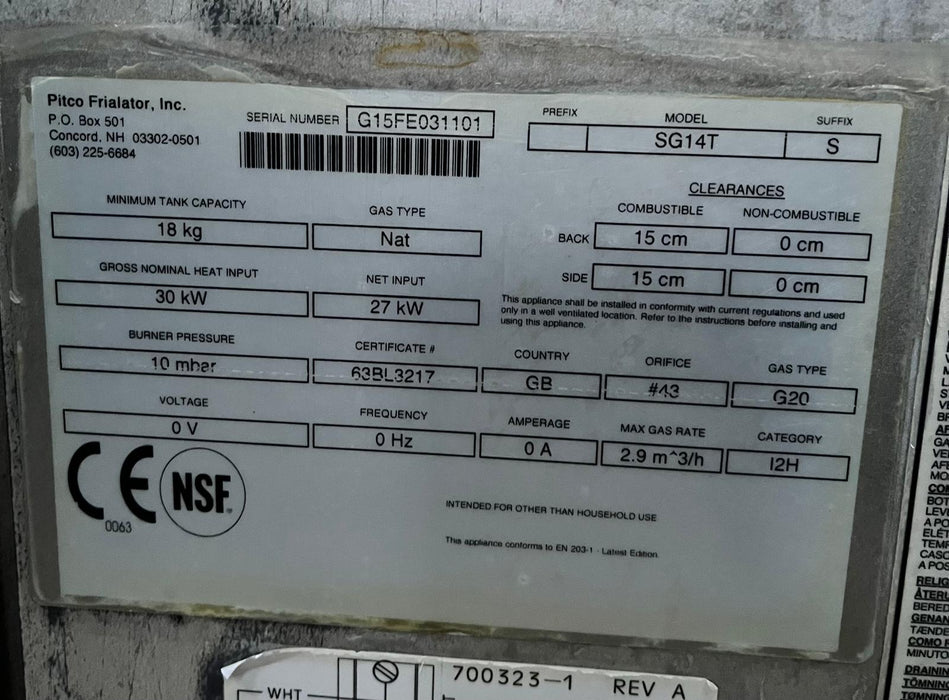 Commercial Pitco Twin Tank Twin Basket Gas Fryer SG14T- Refurbished Canmac Refurbished