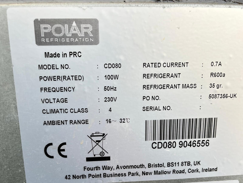 Polar CD080 C-Series Stainless Steel Undercounter Fridge-Refurbished Canmac Refurbished