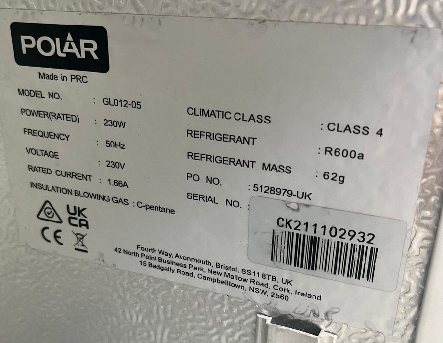 Polar GL012 Double Hinged Door Back Bar Cooler Black-Refurbished Canmac Refurbished