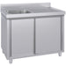 Commercial Stainless Steel Sink With Cupboard &Amp; Splashback 1 Bowl Left Side 1500x600x850mm | Qnh1006 Makfry