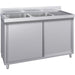Commercial Stainless Steel Sink With Cupboard &Amp; Splashback 2 Bowls Left Side 1500x600x850mm | Qnh1008 Makfry