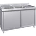 B Grade Commercial Stainless Steel Sink With Cupboard &Amp; Splashback 2 Bowls Left Side 1500x600x850mm | Qnh1008 B Grade Makfry