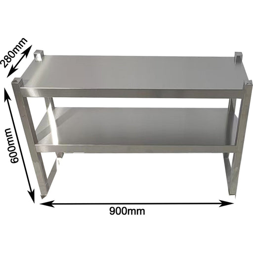 Double Tier Overshelf with Square Tubing Stainless Steel 900x280x600mm |  QNH102 Makfry