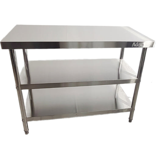 Commercial 3-Tier Stainless Steel Work Table with Undershelves 1200x600x850mm |  QNH1104 Makfry