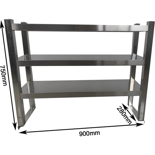 Triple Tier Overshelf with Square Tubing Stainless Steel 900x280x750mm |  QNH202 Makfry
