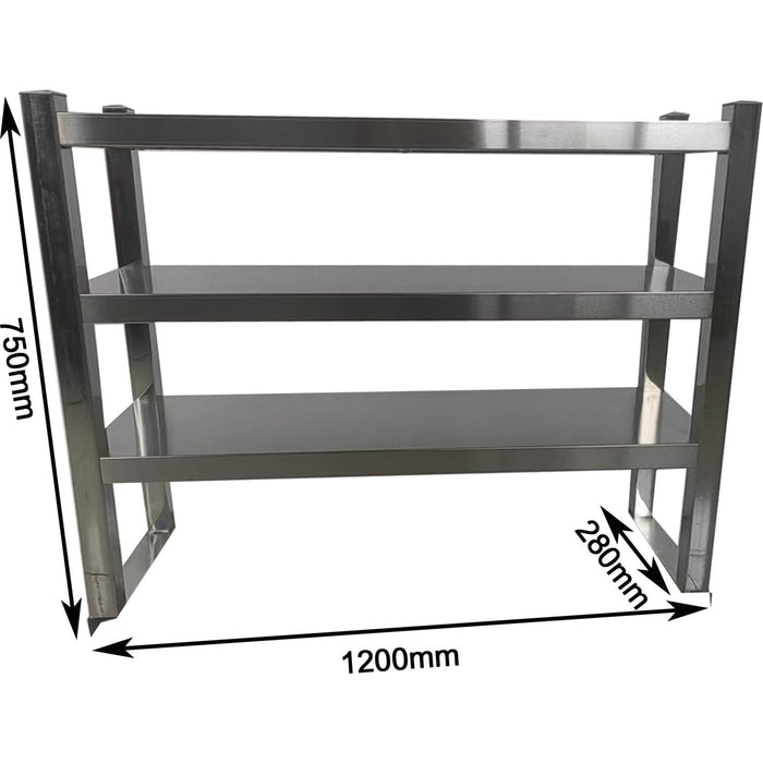Triple Tier Overshelf with Square Tubing Stainless Steel 1200x280x750mm |  QNH204 Makfry