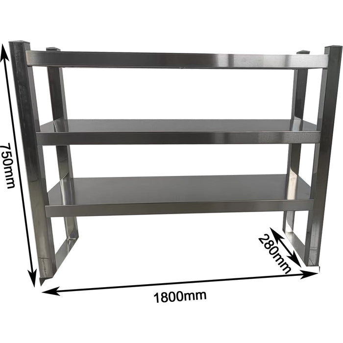 Triple Tier Overshelf with Square Tubing Stainless Steel 1800x280x750mm |  QNH208 Makfry