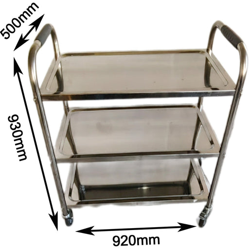 Commercial 3 tier Stainless Steel Serving/Service/Clearing Trolley 920x500x930mm |  QNH402 Makfry