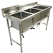 Commercial Stainless Steel Triple Sink With Splashback And Stand 1500x600x850mm | Qnh702 Makfry