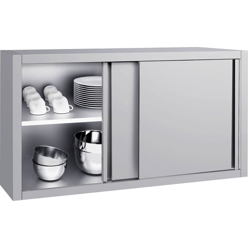 Commercial Stainless Steel Wall Cabinet with Sliding Doors and Inner Shelf 1200x400x650mm |  QNH904 Makfry