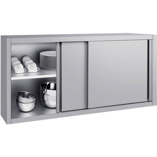 Commercial Stainless Steel Wall Cabinet with Sliding Doors and Inner Shelf 1500x400x650mm |  QNH906 Makfry